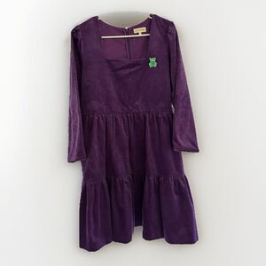 Teddy Fresh Dress Womens Size Large Purple Corduroy Long Sleeve Mini Cute Chic